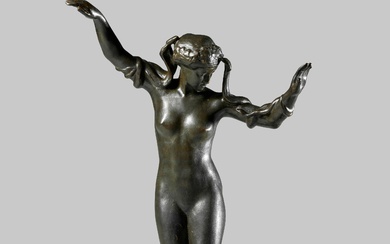 Paul LANDOWSKI (1875-1961) La danseuse au serpent - 1914 Bronze à patine brune h:42.5 CM...