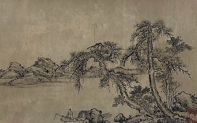 LANDSCAPE, INK ON PAPER, HANGING SCROLL, ANONYMOUS
