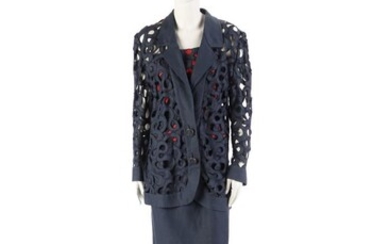 Lorenzo Riva, Blue and red three piece embroidered suit.