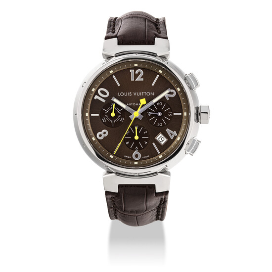 LOUIS VUITTON, STEEL TAMBOUR, CHRONOGRAPH WITH DATE