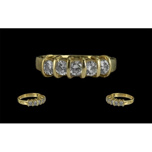 Ladies 18ct Gold Attractive and Well Designed Five Stone Dia...