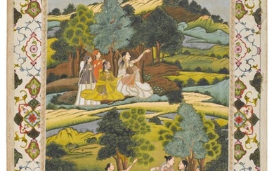 Ladies enjoying themselves in the countryside, style of Muhammad Faqirullah Khan, India, Provincial Mughal, Farrukhabad, circa 1770-75