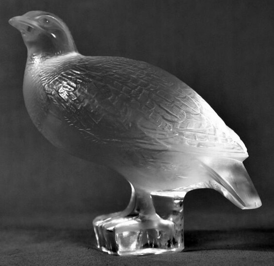 Lalique Frosted Crystal "Standing Partridge" Quail
