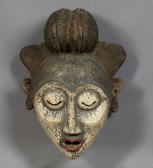 Large African Carved Wood Female Mask, 20th c., with