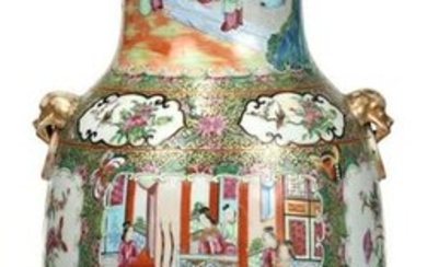 Large Chinese Export Rose Mandarin Vase