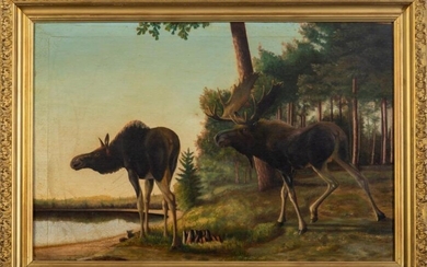 Large Painting of a Moose, 19th C.