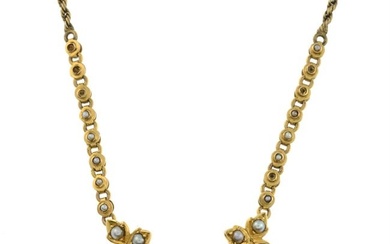 Late 19th century gold split pearl necklace
