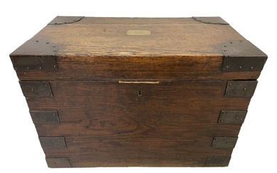 Late 19th century oak and metal bound silver chest