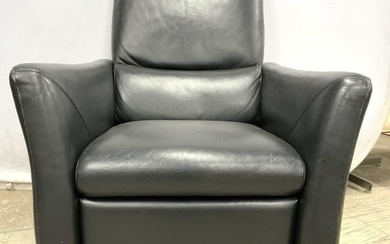 Leather Reclining Armchair Black ITALY