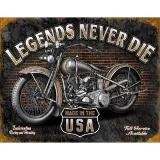 Legends Never Die Pub Bar Garage Metal Sign