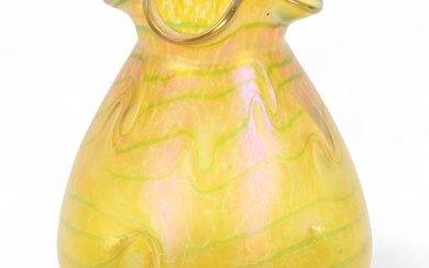Loetz Art Nouveau iridescent glass vase with trailed and dim...