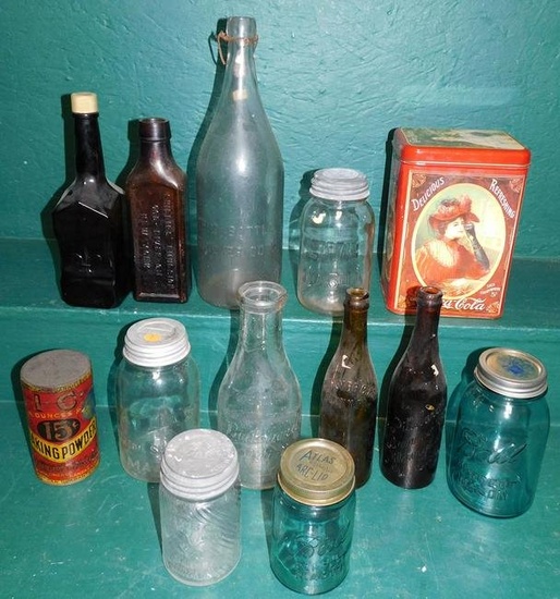 Lot Vintage Bottles & Canning Jars