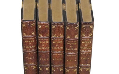 Lot of 5 leather bound books Works of Rabelais
