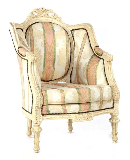 (-), Baroque style armchair with white lacquered frame...