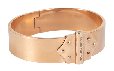 Louis Vuitton, bracelet Spirit Nano métal doré rose, PM, diam. 6 cm