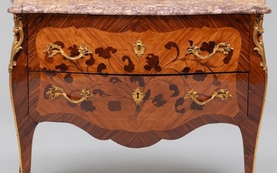 Louis XV Ormolu-Mounted Kingwood and Tulipwood Marquetry Commode, Stamped C. Wolff JME