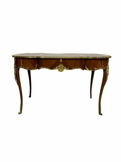 Louis Xv Style Bronze Mounted Leather Top Serpentine
