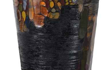 MICHAEL BAUERMEISTER (AMERICAN, INDIANA, MISSOURI, 1957-), MONUMENTAL WOOD VASE Overall height with base: 68 in. (172.7 cm.), Vase: 64 x 17 1/2 in. (162.6 x 44.5 cm.)