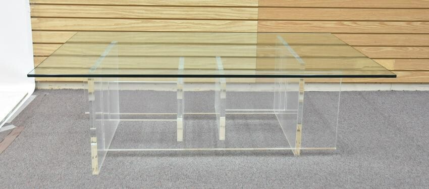 MODERN LUCITE & GLASS COFFEE TABLE