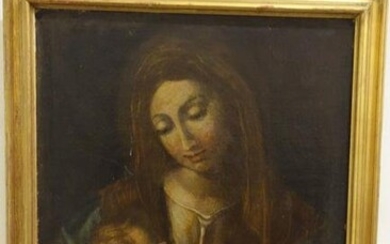 "Madonna con Bambino" olio, sec.XIX cm. 48x56
