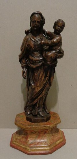 Madonna con Bambino, scultura in legno naturale