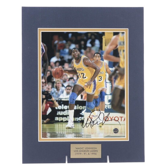 "Magic" Johnson Signed Los Angeles Lakers NBA Photo Print, COA
