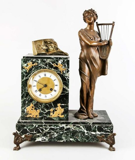 Marble pendulum with woman playing