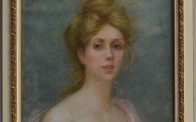 Marcelle LAMBRETTE (XIX-XXème) Portrait de dame, 1900. Pastel signé et daté en bas à droite...