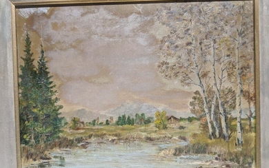 Mario Albano Landscape Oil on Board Painting