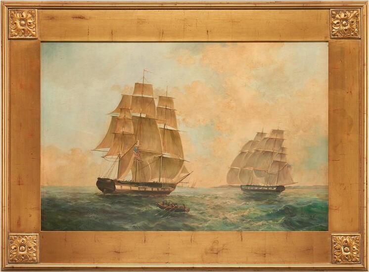 Matt Thomas O/C Marine Painting, 2 American Colonial