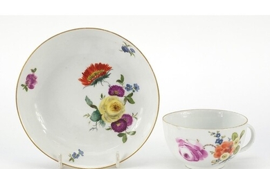 Meissen, 19th century porcelain cup and saucer hand painted ...