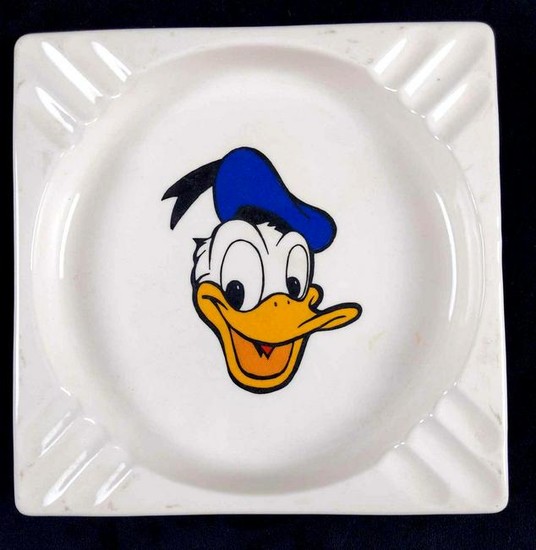 Mid Century Modern Donald Duck Pottery Ashtray