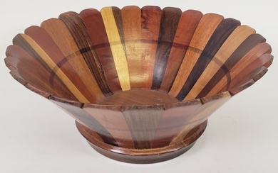 Mid Century Modern Multi-Wood Stave Bowl
