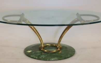 Midcentury Marble & Gilt Metal Coffee Table.