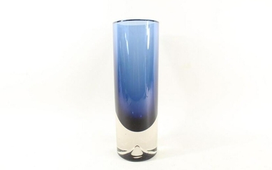 Modern Blown Glass Art Blue Vase Erkki Vesanto 1960s