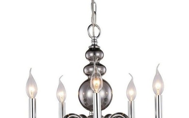 Modern Chandelier 5 Light Silver Shade and Chrome Fixture Pendant Lighting 20 in