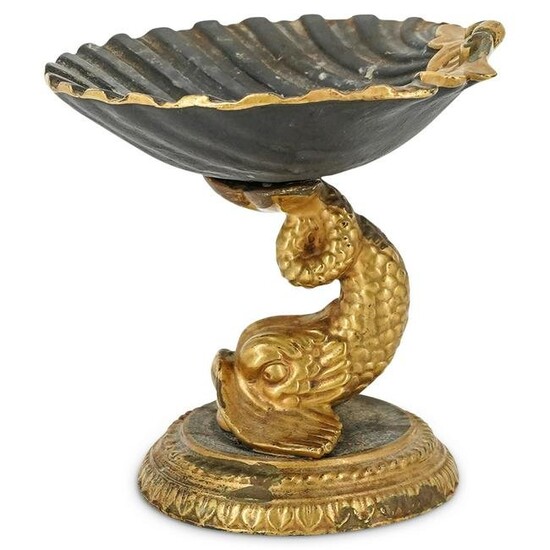 Mottahedeh Porcelain Dolphin Pedestal Shell Dish Bowl