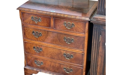 Neat Georgian style burr and mahogany chest of two short abo...