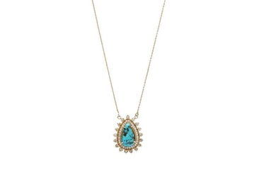 Noor | A turquoise and diamond pendant necklace