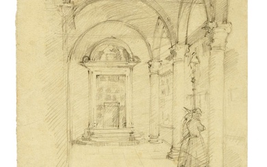 Odoardo Borrani (Pisa, 1833 - Firenze, 1905) Scorcio con portico.