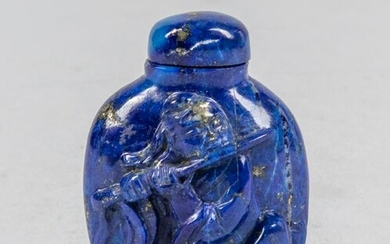 Old Chinese Carved Lapis Lazuli Snuff Bottle