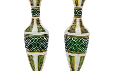 PAIR OF BOHEMIAN GLASS VASES, LATE 19TH CENTURY A...