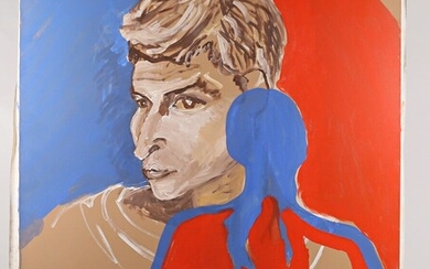 PASSANITI Francesco (né en 1952) Portrait d'homme à la silhouette Huile sur toile Non signée...