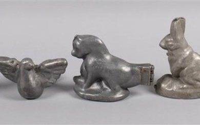 PEWTER ANIMAL ICE CREAM OR SORBET MOLDS, LATE 19TH/EARLY 20TH CENTURY