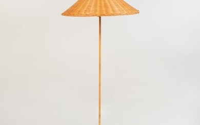 Paavo Tynell Floor Lamp with Wicker Shade, Model 9602