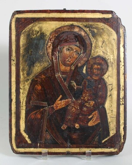 Painted Panel Russian Icon, Mother and Child