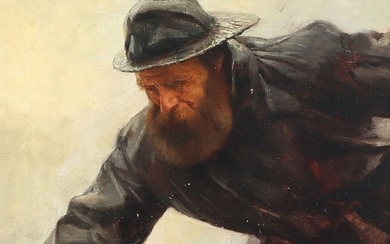 Painter unknown, 19th century: Study of a fisherman. Unsigned. Oil on canvas. 43×38 cm.