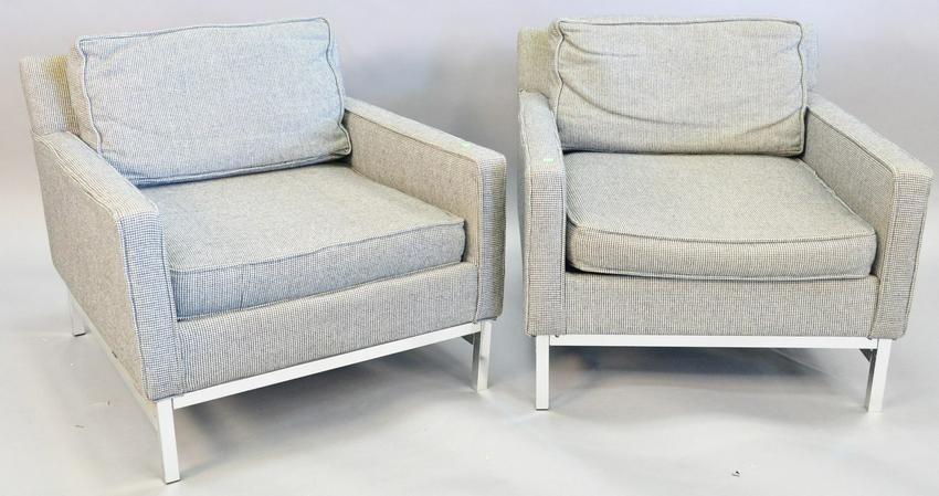 Pair Knoll style club chairs, ht. 26 1/2".