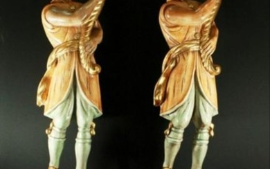 Pair Of Monumentalcarved Figure On Bases