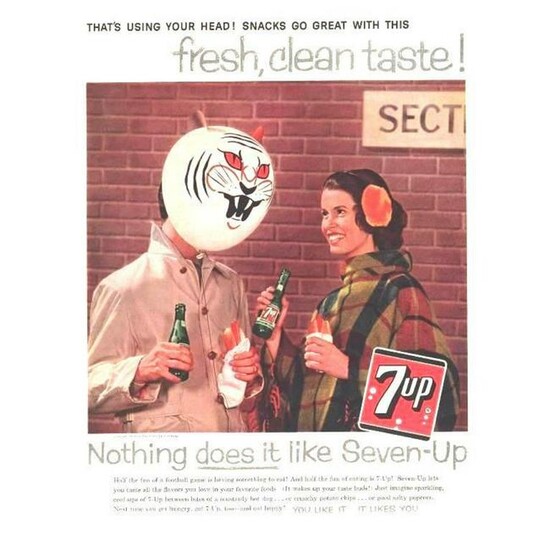 Pair of 1950's Mid-Century 7-Up Soft Drink Ads